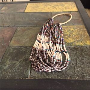 Cream and Brown Multi-Strand Beaded Necklace